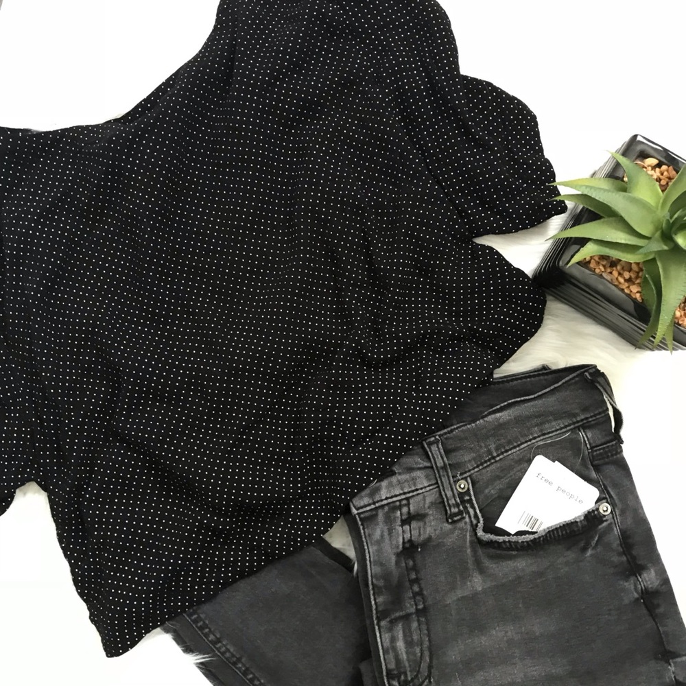 H&M black polka dot crop top